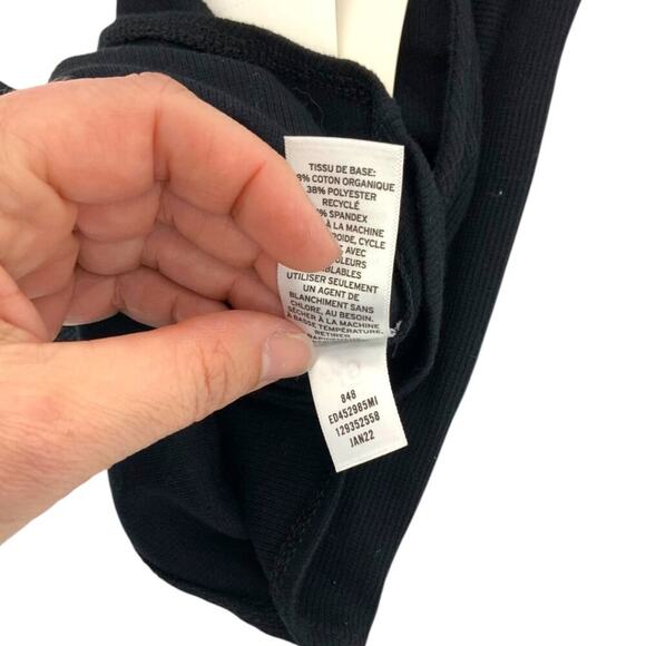 Open Edit Crewneck Rib Bodysuit In Black Size XXS NWT $19 MSRP - Picture 6 of 7